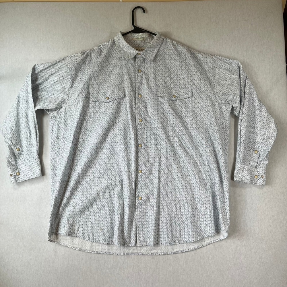 Orvis Western Shirt Mens XXL 2XL Blue Floral Pearl Snap Shirt Long Sleeve Cotton
